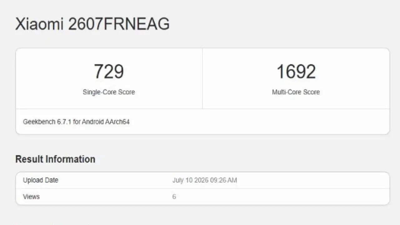 هاتف Redmi 17C 5G يظهر على Geekbench مع نتائج مثيرة لشريحة Dimensity 6300.